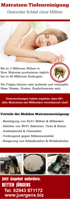 Matratzen Tiefenreinigung